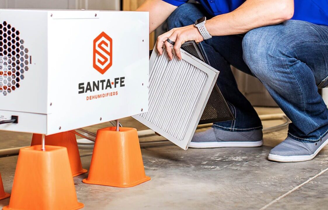 Changing the filter and cleaning the drain tube on a Santa Fe Dehumidifier